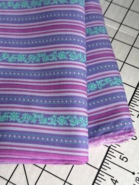 3 Yards Cotton Fabric Cranston Print Works Purple Pink Floral Stripe Quilting